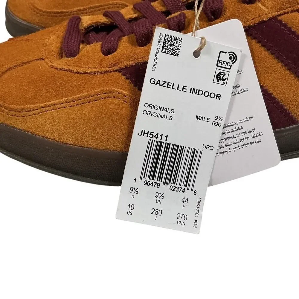 Adidas Gazelle Indoor Sneakers Mens 10 Craft Ochre Shadow Red Suede Gum Sole NEW
